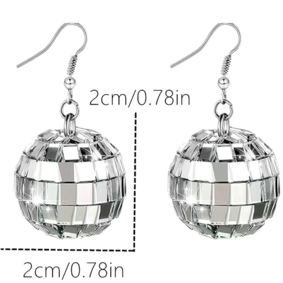 Disco Mirror Ball Drop Earrings - Picture 6 of 17
